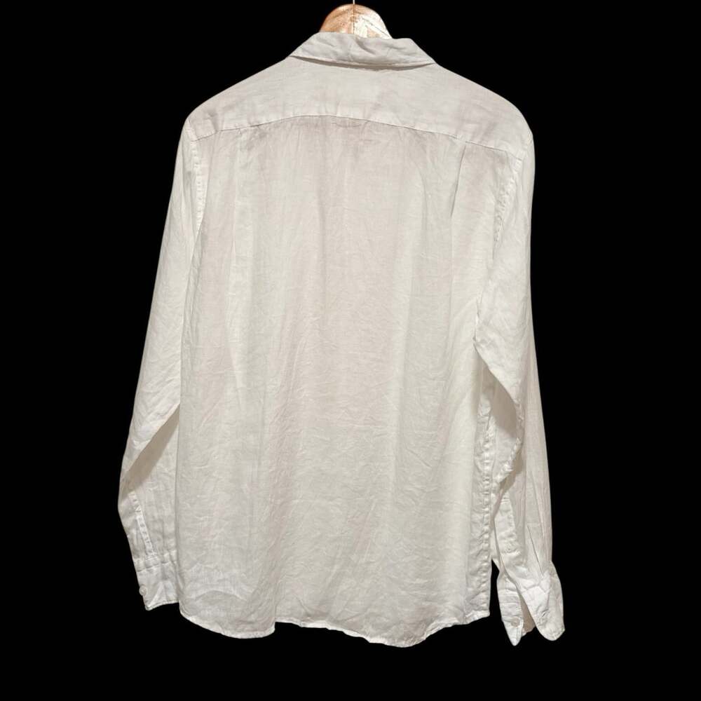 Uniqlo Sz M White Premium 100% Linen Long Sleeve Womens Button Down Shirt - Picture 3 of 7